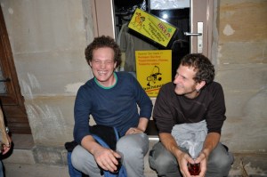 Christoph's son Benny and friend, Sasha who warned us about the neuwein