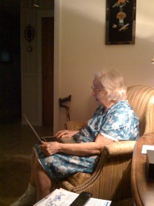 IMG_0677 My grandmother on my laptop, looking at photos of the kids