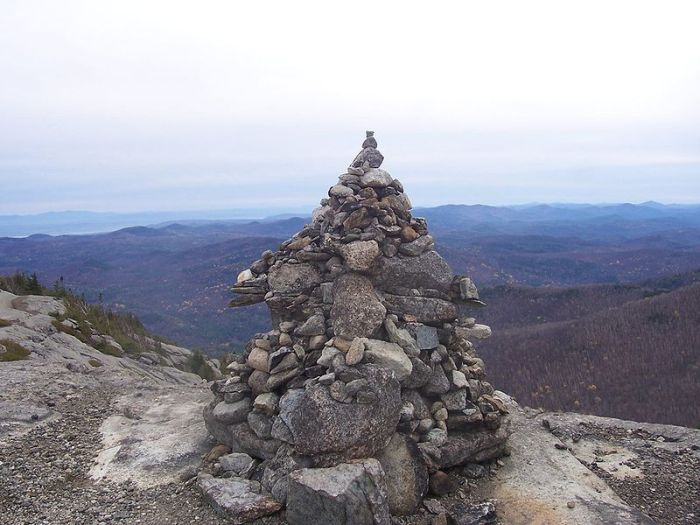 Cairn marking the peak of Bald Mountain, Adirondacks. Source: Wikipedia