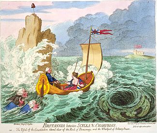 James Gillray, Britannia between Scylla and Charybdis (1793)