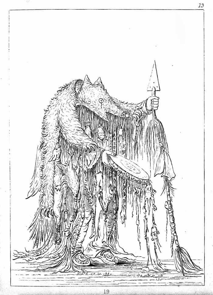 Illustration of the Blackfoot Indian medicine man. George Catlin, source Wikimedia Commons.